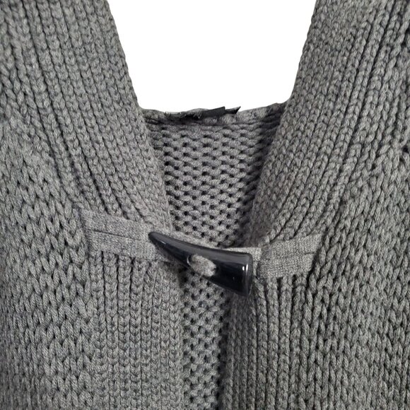 Talbots Size 1X Cardigan Sweater Coat Hooded Toggle Horn Knit Angora Blend Gray - Picture 7 of 9